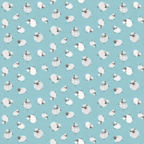 068_B Woolly Sheep Blue Fun on the Farm by Makower