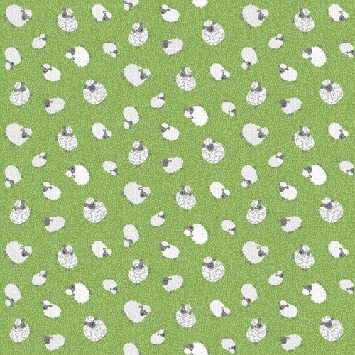 068_G Woolly Sheep Green Fun on the Farm by Makower
