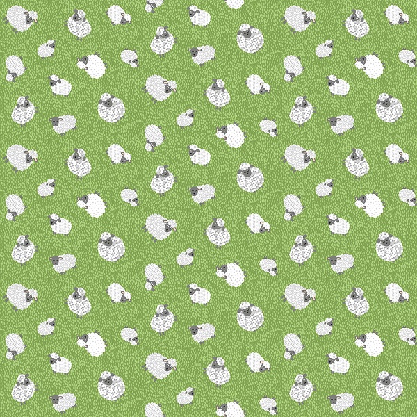 068_G Woolly Sheep Green Fun on the Farm by Makower