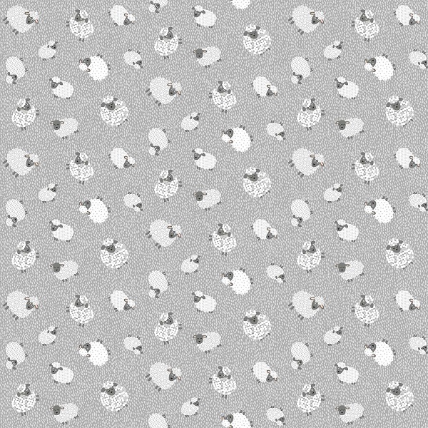 068_S Woolly Sheep Grey Fun on the Farm by Makower