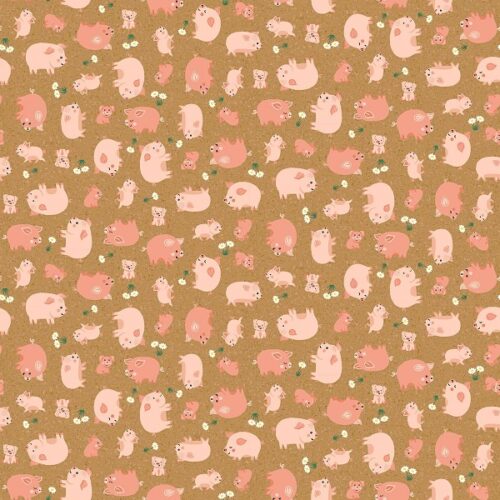 069_V Happy Pigs Brown Fun on the Farm by Makower