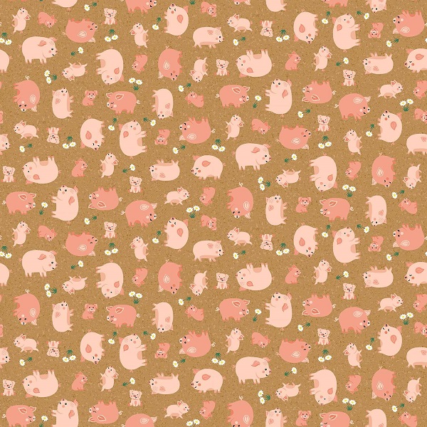 069_V Happy Pigs Brown Fun on the Farm by Makower