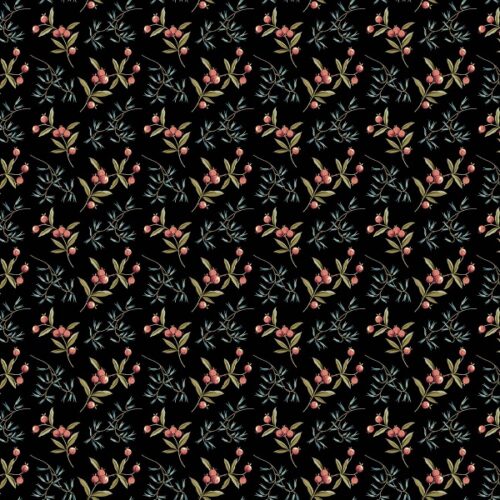 1375-K Berry Branches Charcoal Dahlia Edyta Sitar