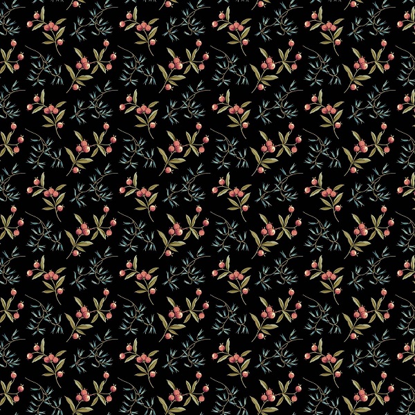 1375-K Berry Branches Charcoal Dahlia Edyta Sitar