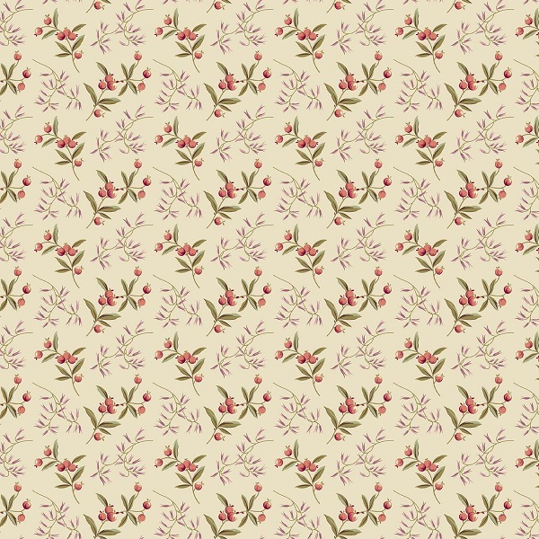 1375-L Berry Branches Linen Dahlia Edyta Sitar