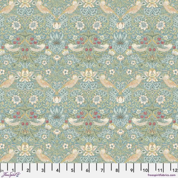 PWWM002.AQUA Mini Strawberry Thief Morris & Co