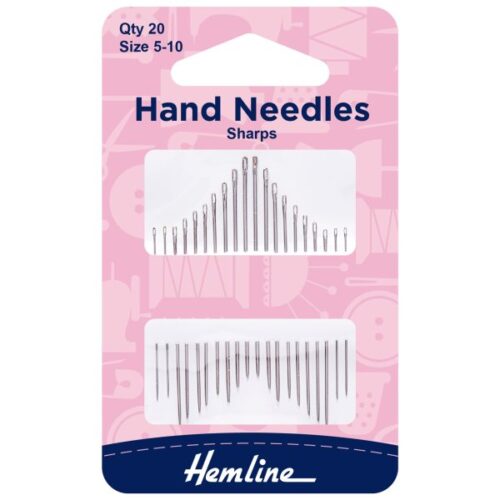 Sharps Hand Sewing Needles are the most commonly used hand-sewing needles. They are medium-length with sharp points and small eyes for use with standard sewing threads. Size: 5-10.