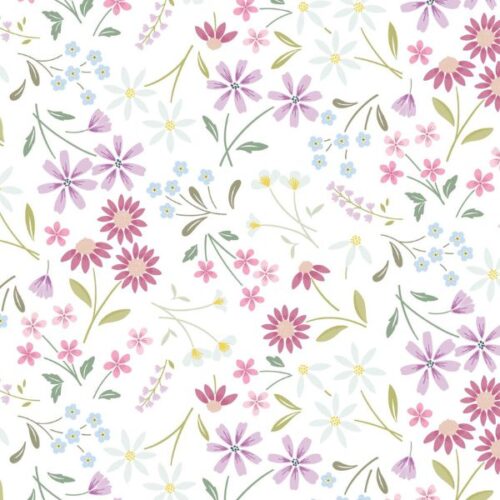 CC51.1 Sleeping Bloom White The Pressed Flower Collection by Cassandra Connolly for Lewis & Irene