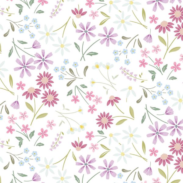 CC51.1 Sleeping Bloom White The Pressed Flower Collection by Cassandra Connolly for Lewis & Irene