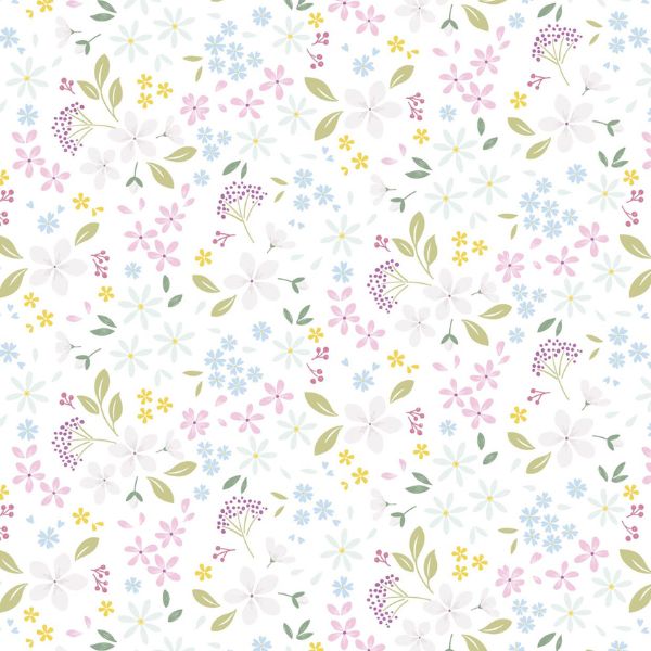 CC52.1 Floral Ode White The Pressed Flower Collection by Cassandra Connolly for Lewis & Irene