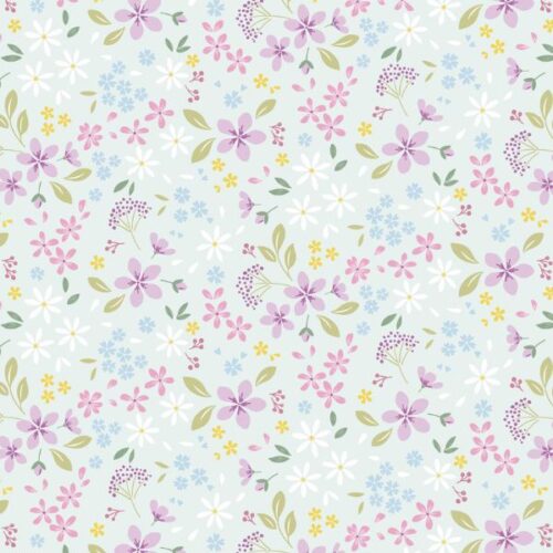 CC52.2 Floral Ode Light Teal The Pressed Flower Collection by Cassandra Connolly for Lewis & Irene