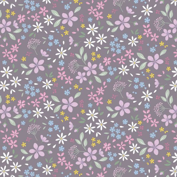 CC52.3 Floral Ode Light Charcoal Grey The Pressed Flower Collection by Cassandra Connolly for Lewis & I