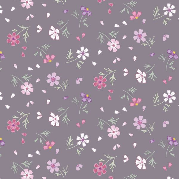 CC53.3 Floral Affections Light Charcoal Grey The Pressed Flower Collection by Cassandra Connolly for Lewis & Irene