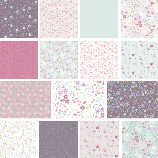 The Pressed Flower Collection Fat Quarter Pack by Cassandra Connolly for Lewis & Irene