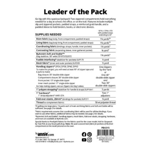 PBA315 Leader of the Pack Bag Pattern ByAnnie