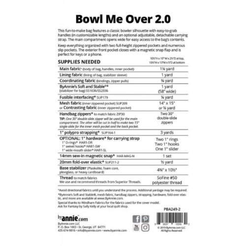 PBA249-2 Bowl Me Over 2.0 Bag Pattern ByAnnie