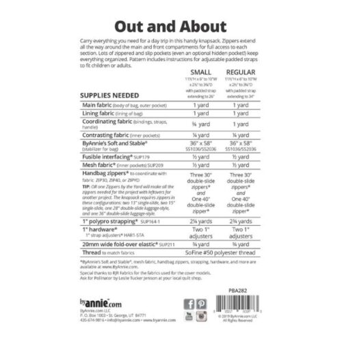 PBA282 Out and About Backpack Pattern ByAnnie