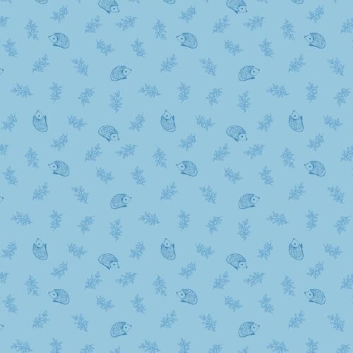 A914B Little HEdgehog on Sky Blue Forget-Me-Not Lane by Lewis & Irene