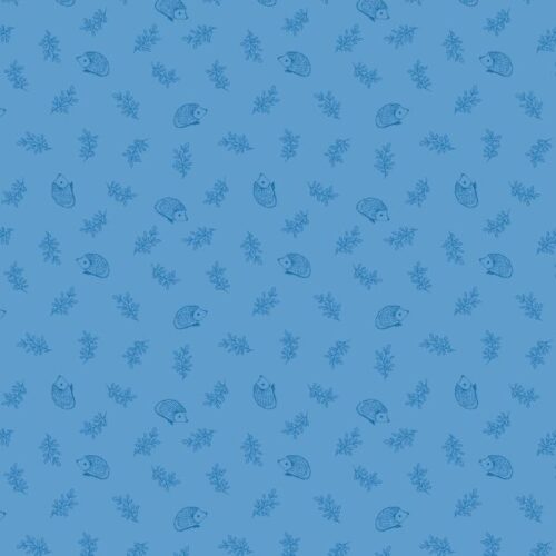 A914C Little Hedgehog on Country Blue Forget-Me-Not Lane by Lewis & Irene