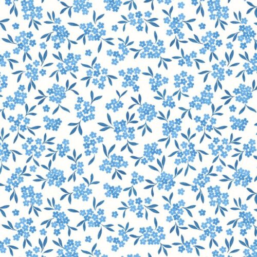 A915A Forget Me Not on Cream Forget-Me-Not Lane by Lewis & Irene