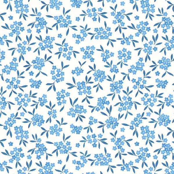 A915A Forget Me Not on Cream Forget-Me-Not Lane by Lewis & Irene