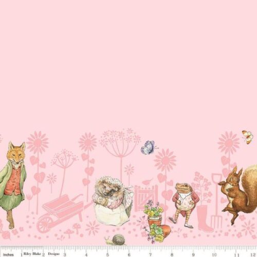 CD15867 Border Print Pink Peter Rabbit & Friends by Riley Blake
