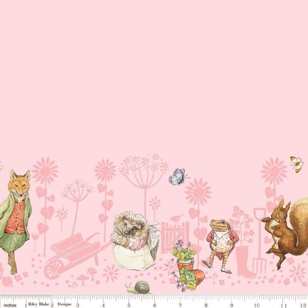 CD15867 Border Print Pink Peter Rabbit & Friends by Riley Blake