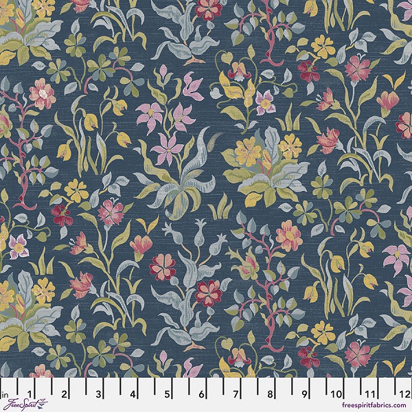 PWWM118.NAVY Flowers by May Red House by Morris & Co.