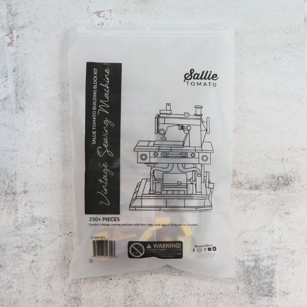 Sallie Tomato Vintage Sewing Machine Building Block Set Packaging