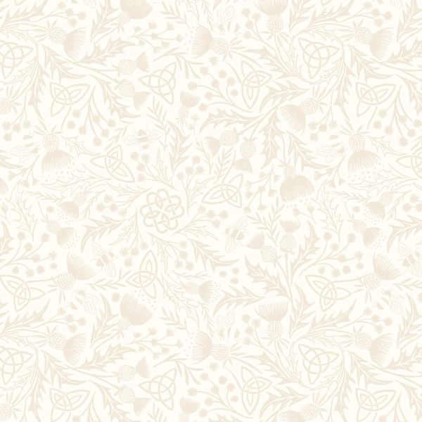 TT25B Cream on Cream Celtic Knot and Thistle Tiny Tonals SS25 by Lewis & Irene