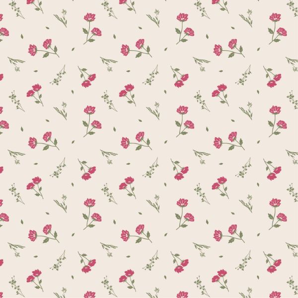 3497-01 Floral Sprig Fuchsia Viscose, The Crafty Pie Large Scale