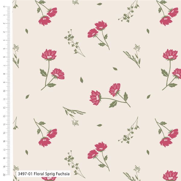 3497-01 Floral Sprig Fuchsia Viscose, The Crafty Pie