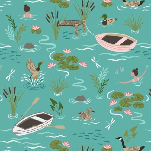 A625.2 A Dip in the Lake on Sunny Day Blue On the Lake by Lewis & Irene