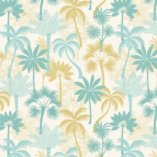A889A Tropical Trees on Cream, Paradise by Lewis & Irene