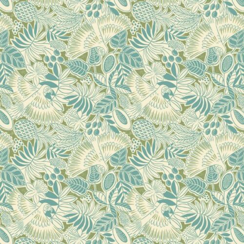 A891A Paradise Parrots on Island Green, Paradise by Lewis & Irene