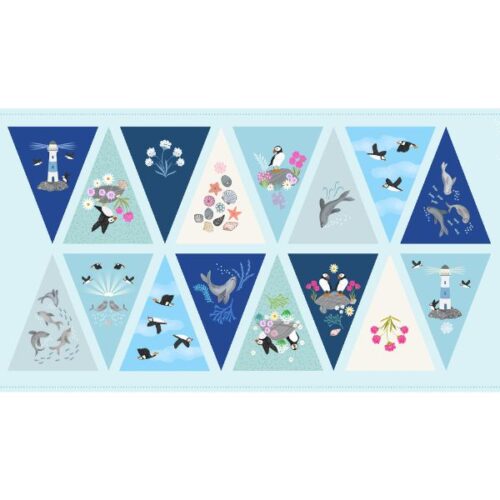 A898 Puffin Bay Bunting Panel Puffin Rock by Lewis & Irene