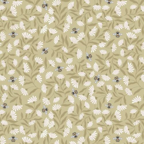 A904C Honey Sweet Bees on Sage Green Honey Sweet by Lewis & Irene