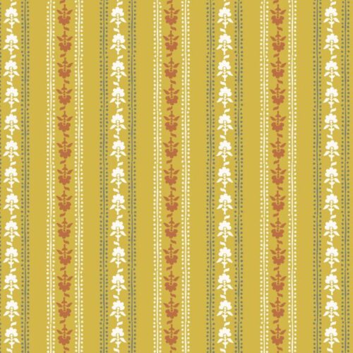 SH22B Floral Stripe on Yellow Indian Summer by Stuart Hillard