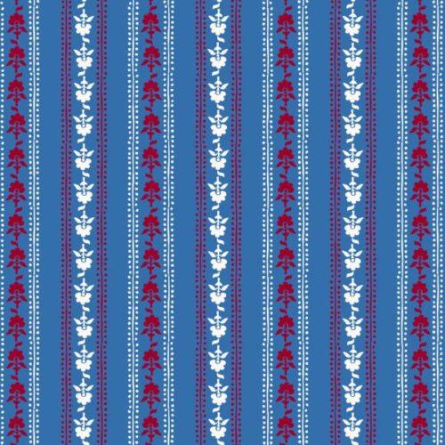 SH22C Floral Stripe on Indigo Indian Summer by Stuart Hillard