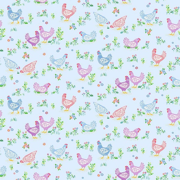 084_B_happy-hens Blue, Hello Spring by Makower