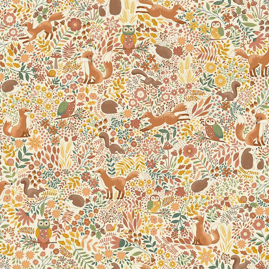 096_Q Wild Wood Cream, Hello Autumn by Makower