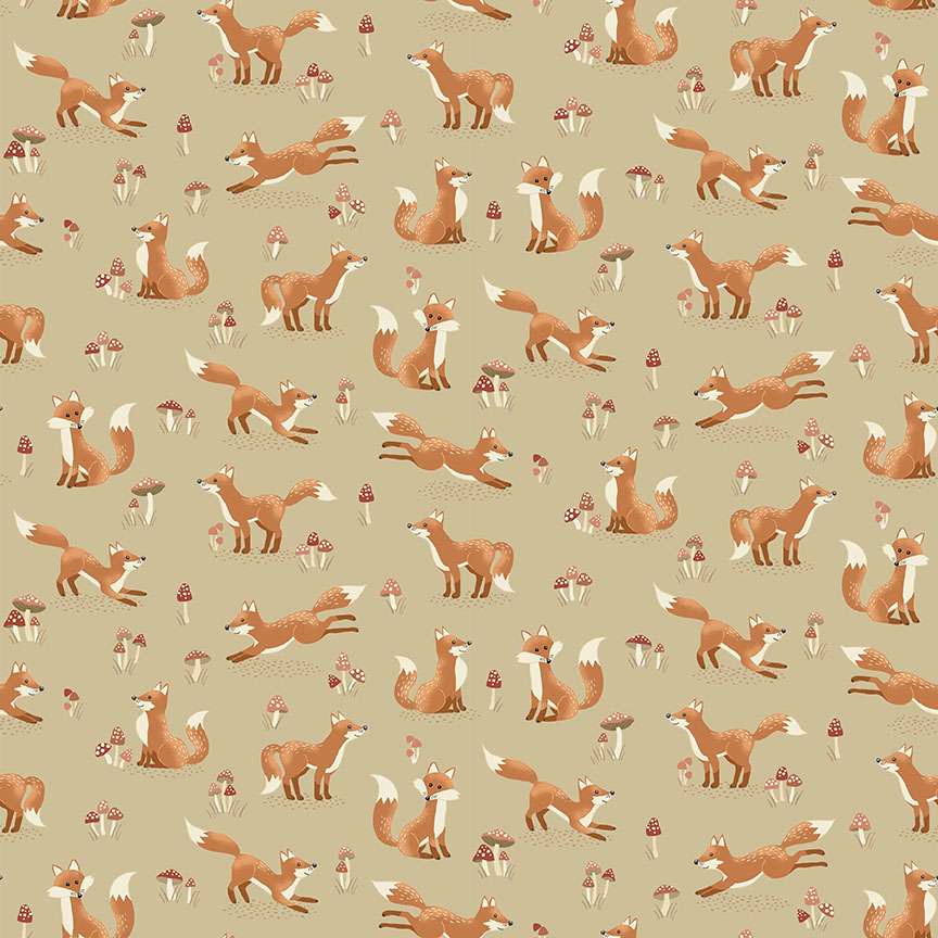 098_Q Fox Tales Cream, Hello Autumn by Makower