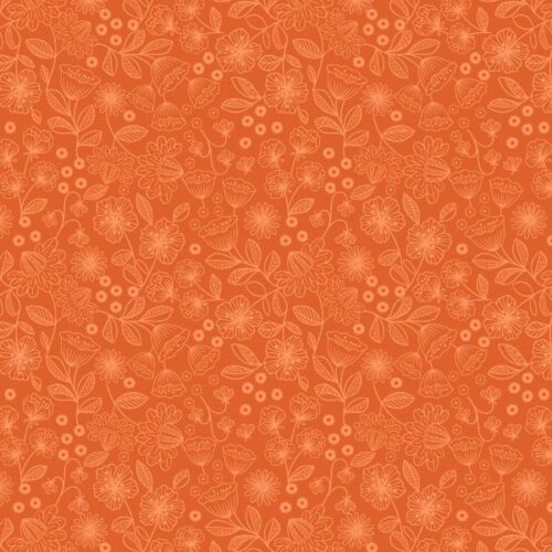 A911C Two Tone Floral on Orange, Creative Landscapes by Lewis & Irene