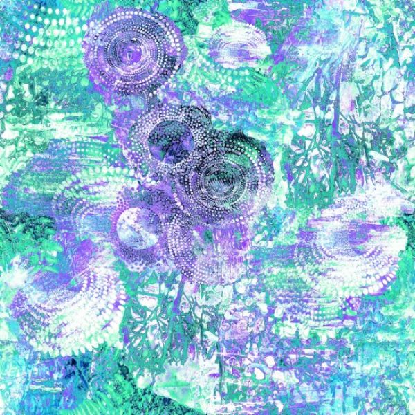 4002 02 Circles Aqua Concentrics Wide Backings by KK Fabrics