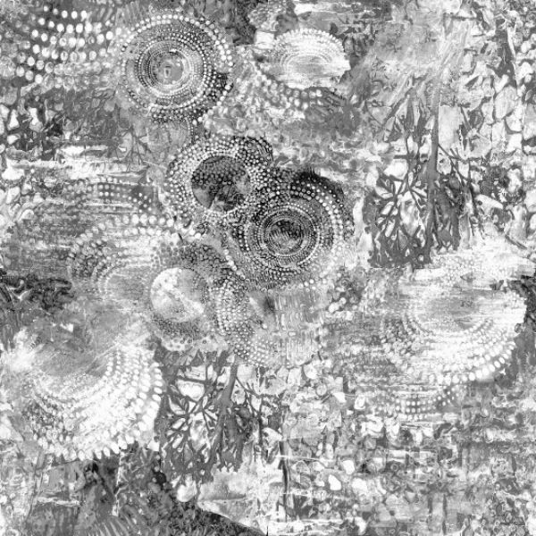 4002 08 Circles Mono Grey Concentrics Wide Backings by KK Fabrics