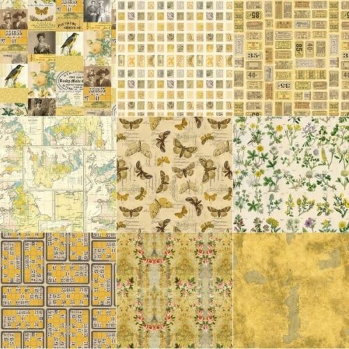 Palette Yellow Fat Quarter Pack (9pcs) by Tim Holtz