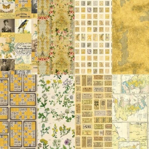 Palette Yellow Fat Quarter Pack (8pcs) by Tim Holtz