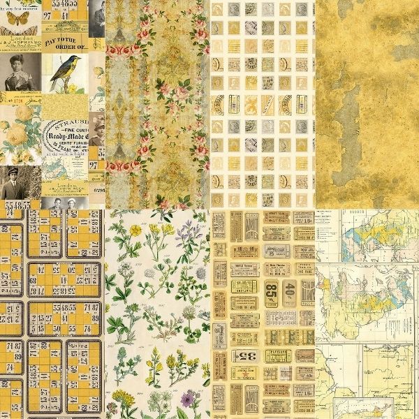 Palette Yellow Fat Quarter Pack (8pcs) by Tim Holtz