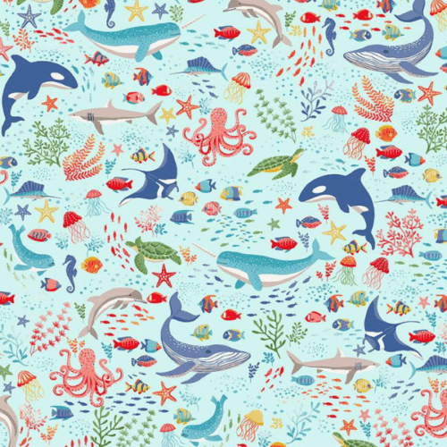 137_B2 Creatures - Light Blue, Deep Blue Sea by Makower