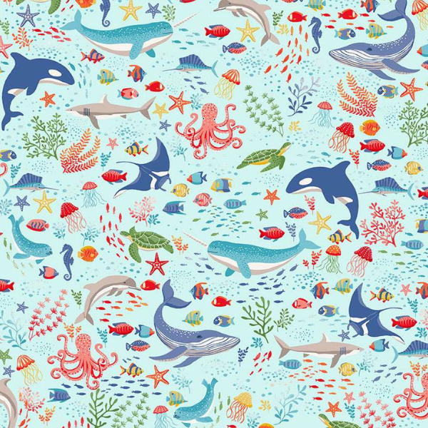 137_B2 Creatures - Light Blue, Deep Blue Sea by Makower